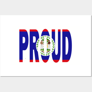 Belize Flag Design in The Word Proud - Belmopan - Soca Mode Posters and Art